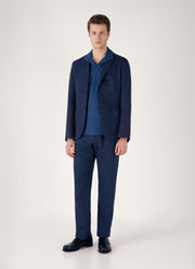 Men's Textured Jersey Polo Shirt in Soft Denim