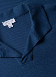 Men's Textured Jersey Polo Shirt in Soft Denim