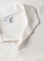 Men's Textured Jersey Polo Shirt in Ecru