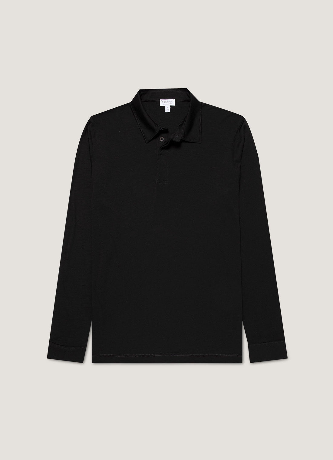 Men's Long Sleeve Ultra-Fine Merino Polo Shirt in Black