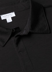 Men's Long Sleeve Ultra-Fine Merino Polo Shirt in Black