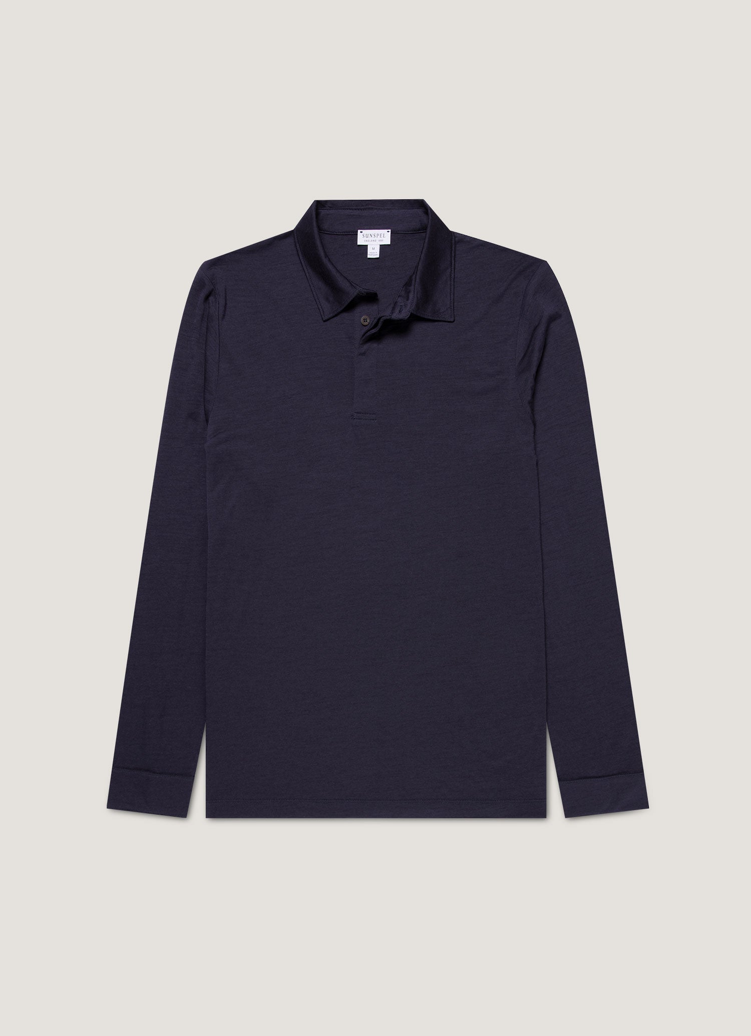 ウルトラファインメリノ ロングスリーブ ポロシャツ（Navy）| Sunspel