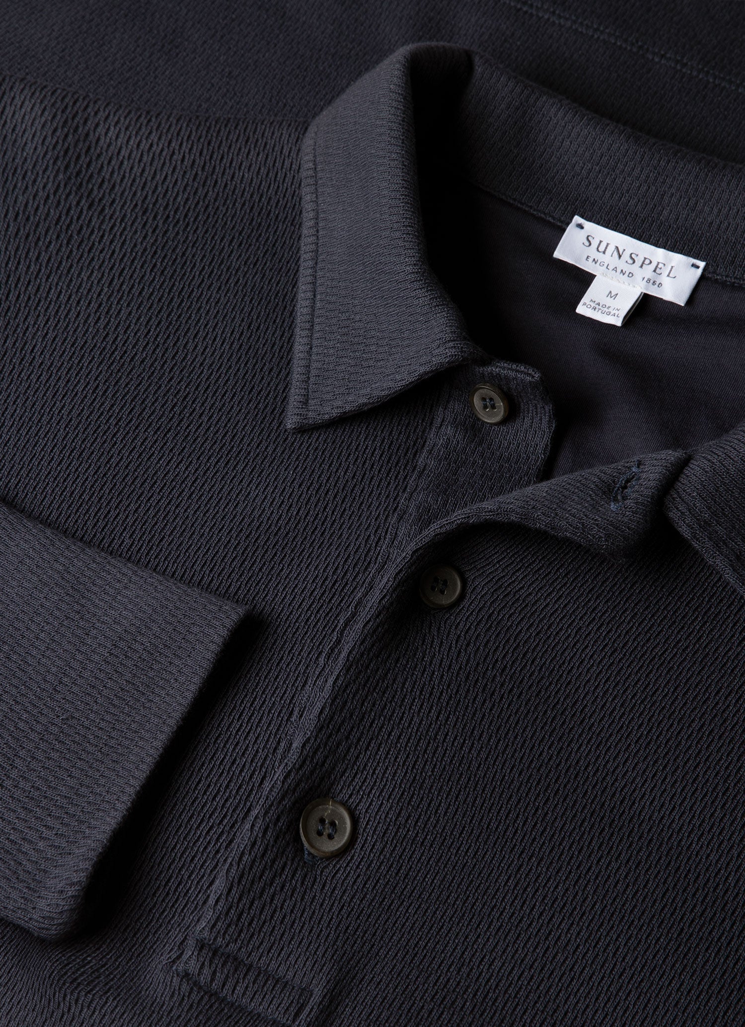 Men's Long Sleeve Cellulock Polo Shirt in Navy