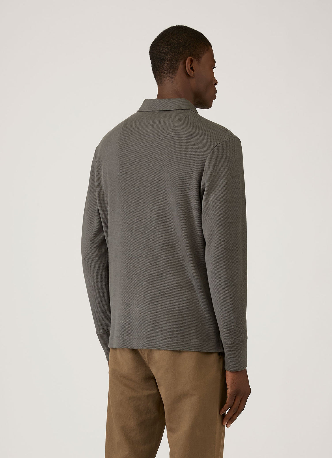 Men's Long Sleeve Cellulock Polo Shirt in Charcoal