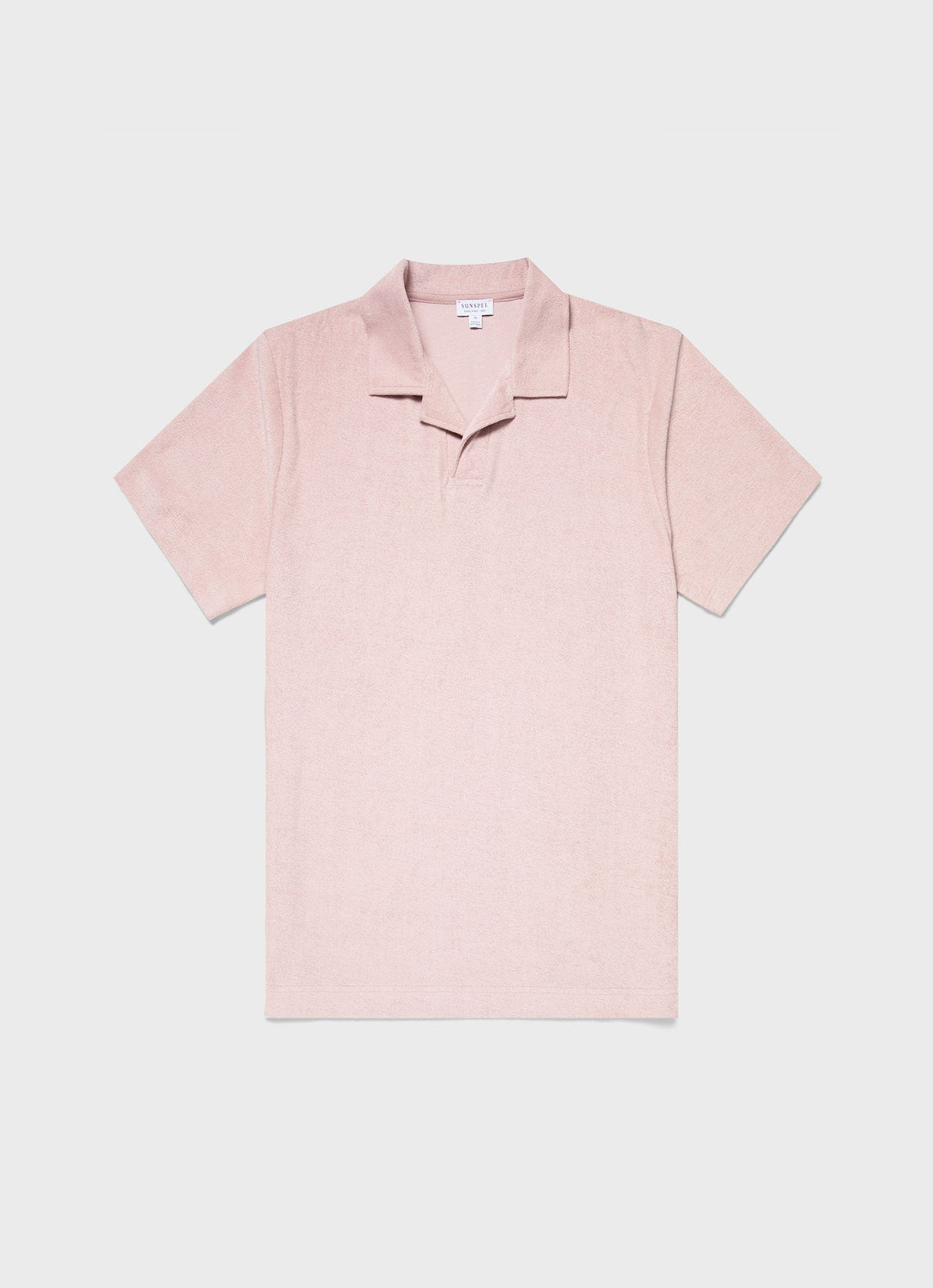 Men's Towelling Polo Shirt in Pale Pink