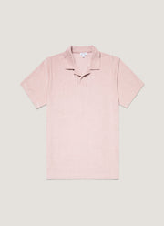 Men's Towelling Polo Shirt in Pale Pink
