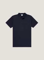 Men's Sea Island Cotton Knit Polo Shirt in Light Navy