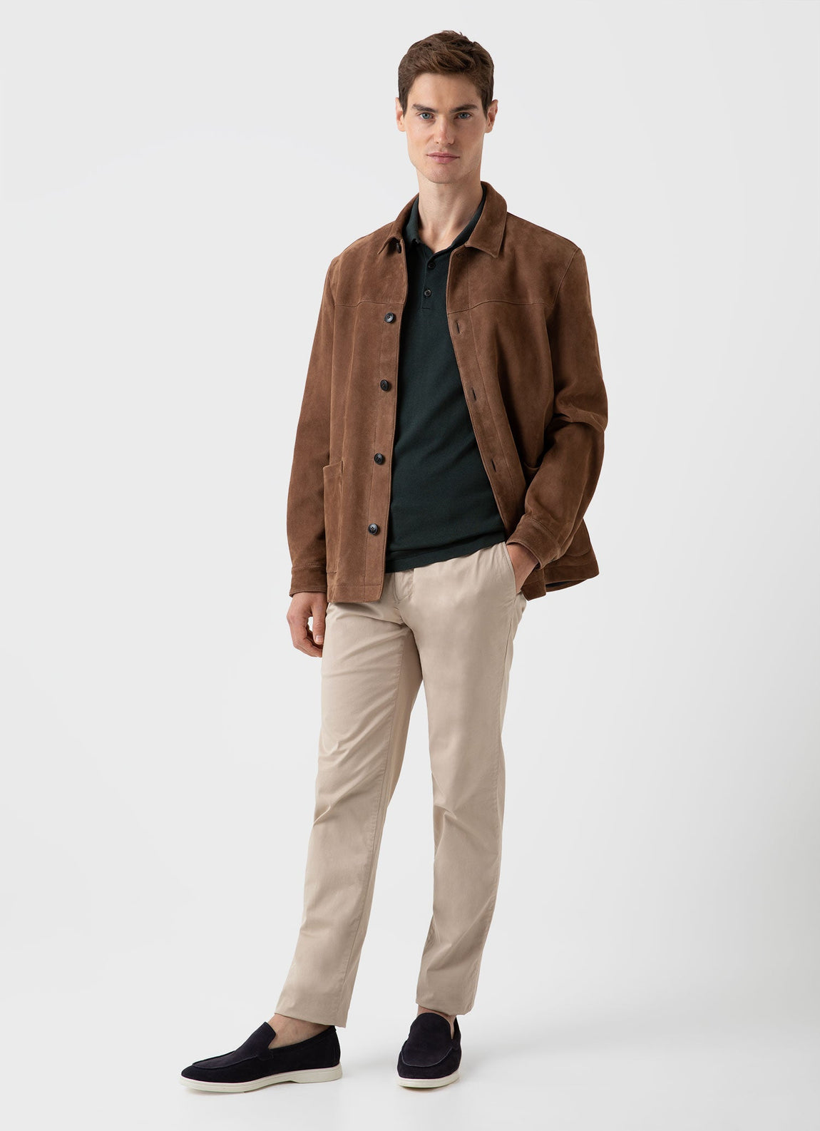 Men's Sea Island Cotton Polo Shirt in Seaweed