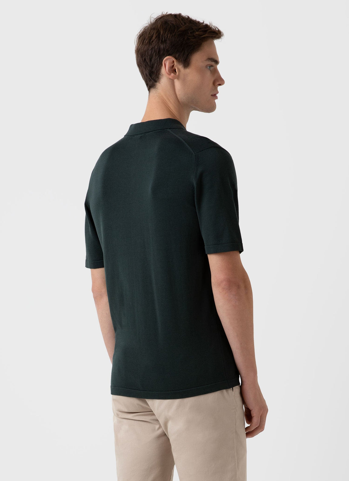 Men's Sea Island Cotton Polo Shirt in Seaweed