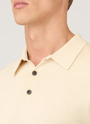 Men's Sea Island Cotton Knit Polo Shirt in Undyed