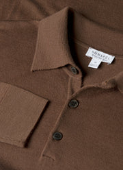 Men's Extra-Fine Merino Polo Shirt in Bark