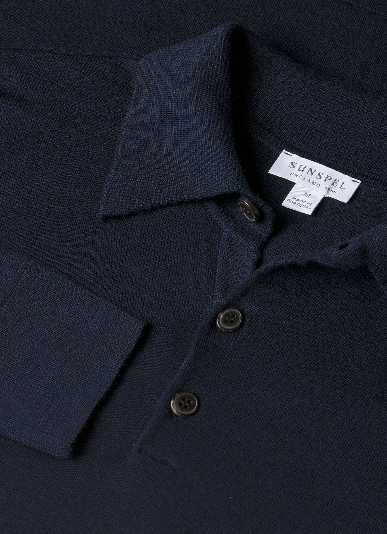Men's Extra-Fine Merino Polo Shirt in Navy