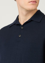 Men's Extra-Fine Merino Polo Shirt in Navy