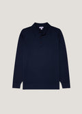 Men's Extra-Fine Merino Knitted Polo Shirt in Light Navy