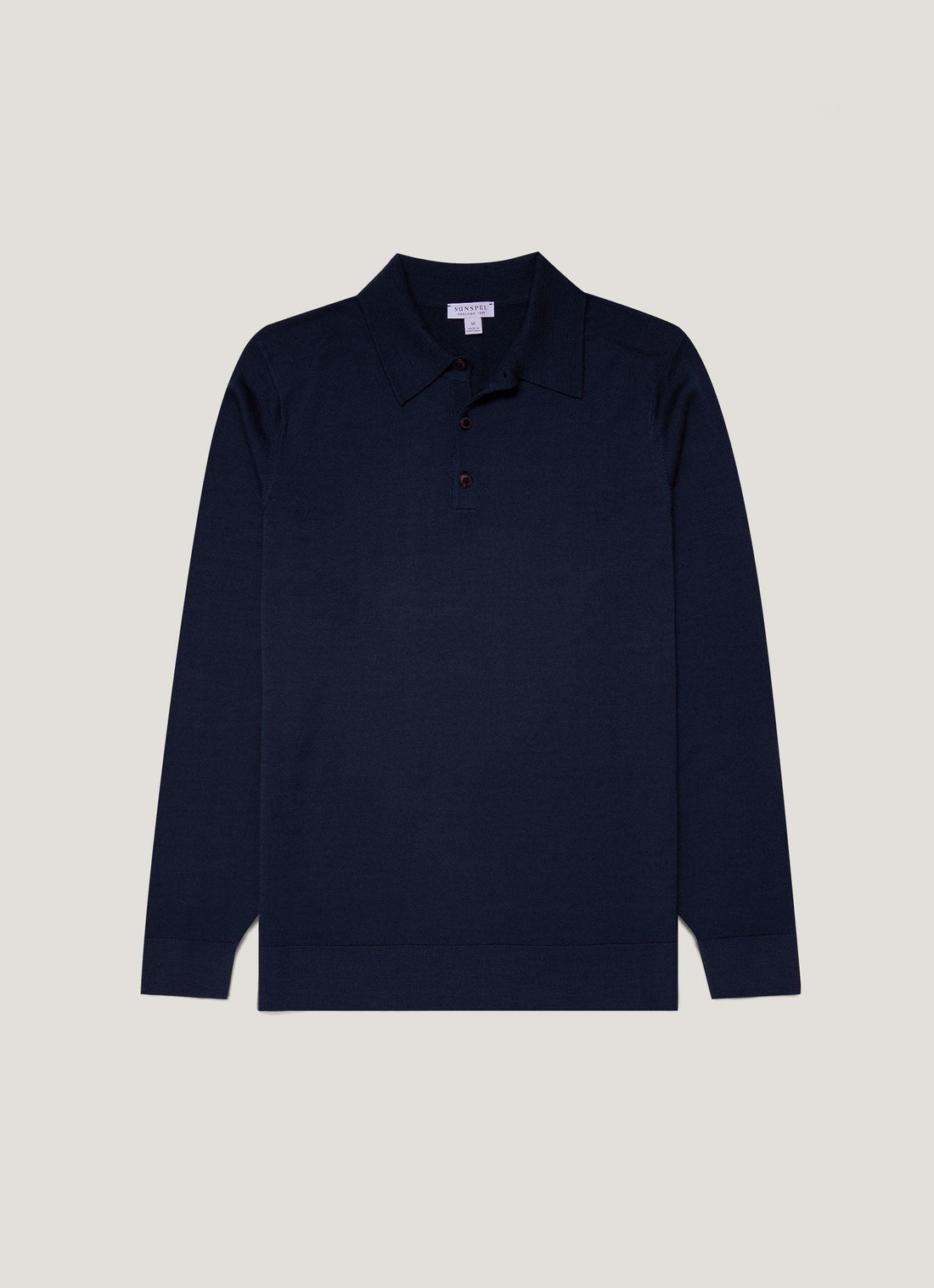 Men's Extra-Fine Merino Knitted Polo Shirt in Light Navy