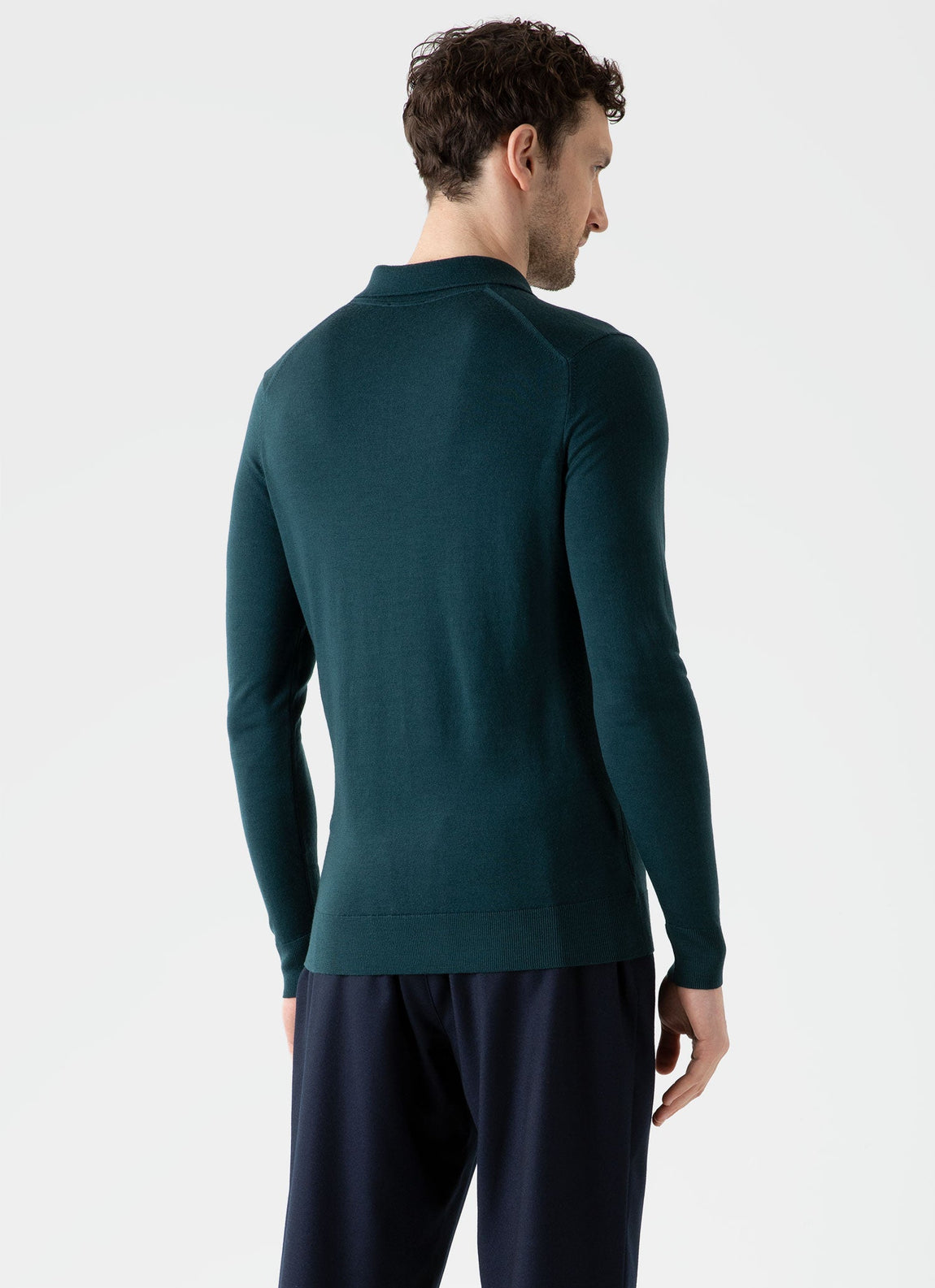 Men's Extra-Fine Merino Polo Shirt in Peacock