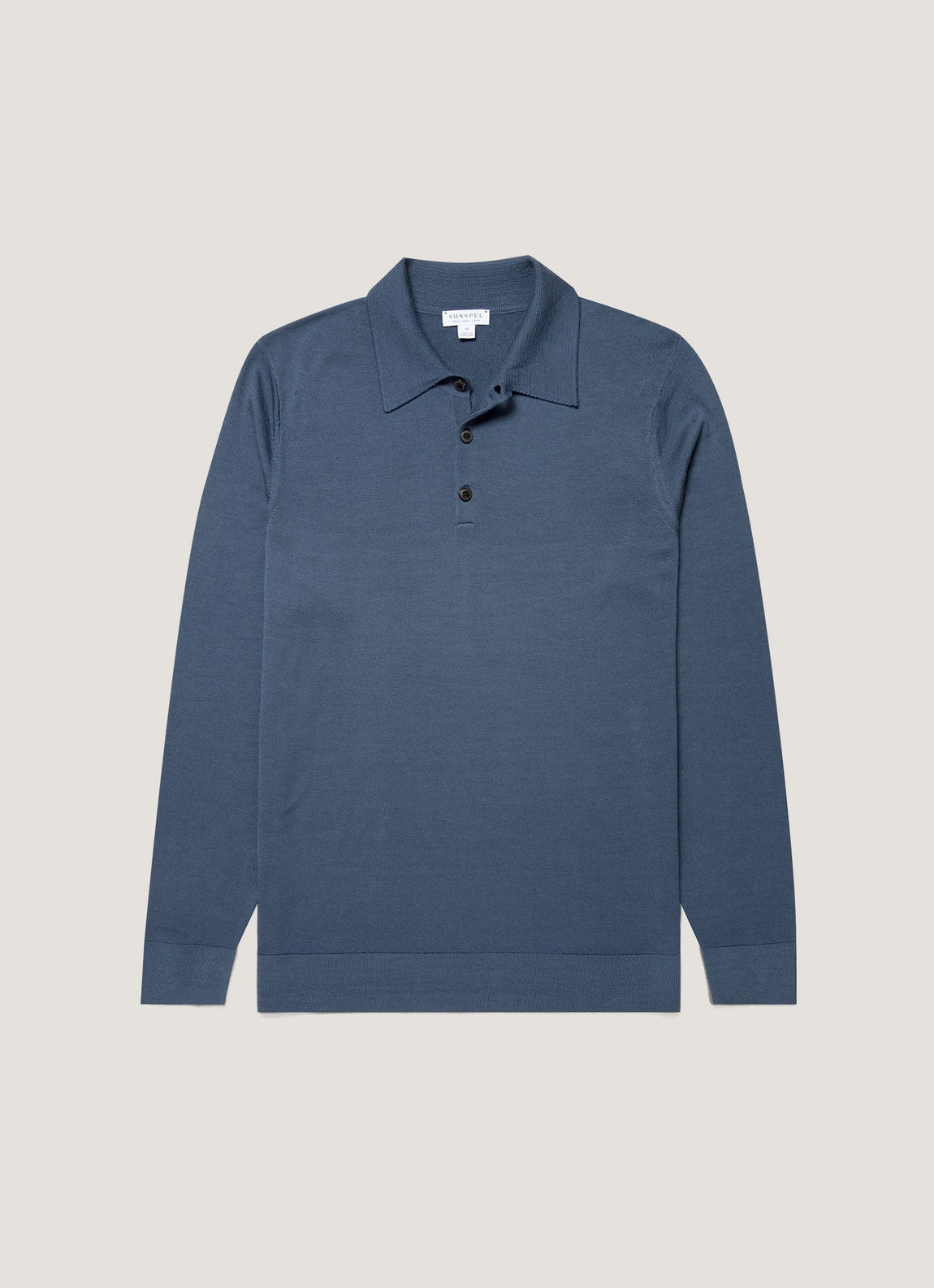 Men's Extra-Fine Merino Knitted Polo Shirt in Slate Blue