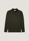 Men's Extra-Fine Merino Knitted Polo Shirt in Dark Green