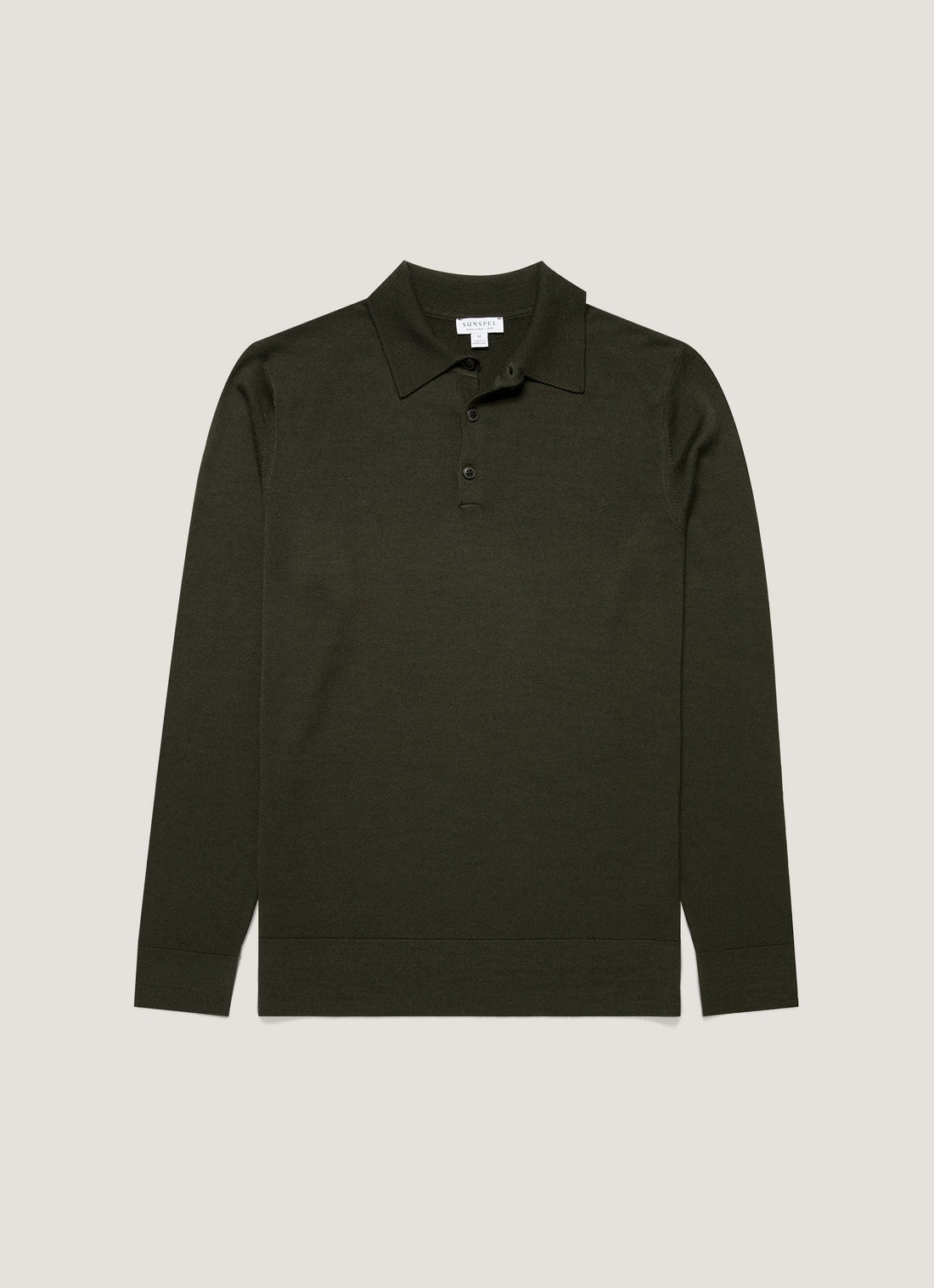 Men's Extra-Fine Merino Knitted Polo Shirt in Dark Green