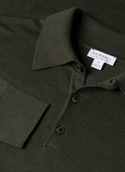 Men's Extra-Fine Merino Polo Shirt in Dark Green