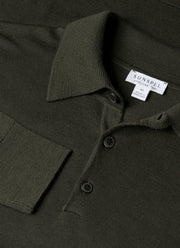Men's Extra-Fine Merino Knitted Polo Shirt in Dark Green