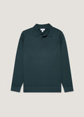 Men's Extra-Fine Merino Knitted Polo Shirt in Dark Petrol
