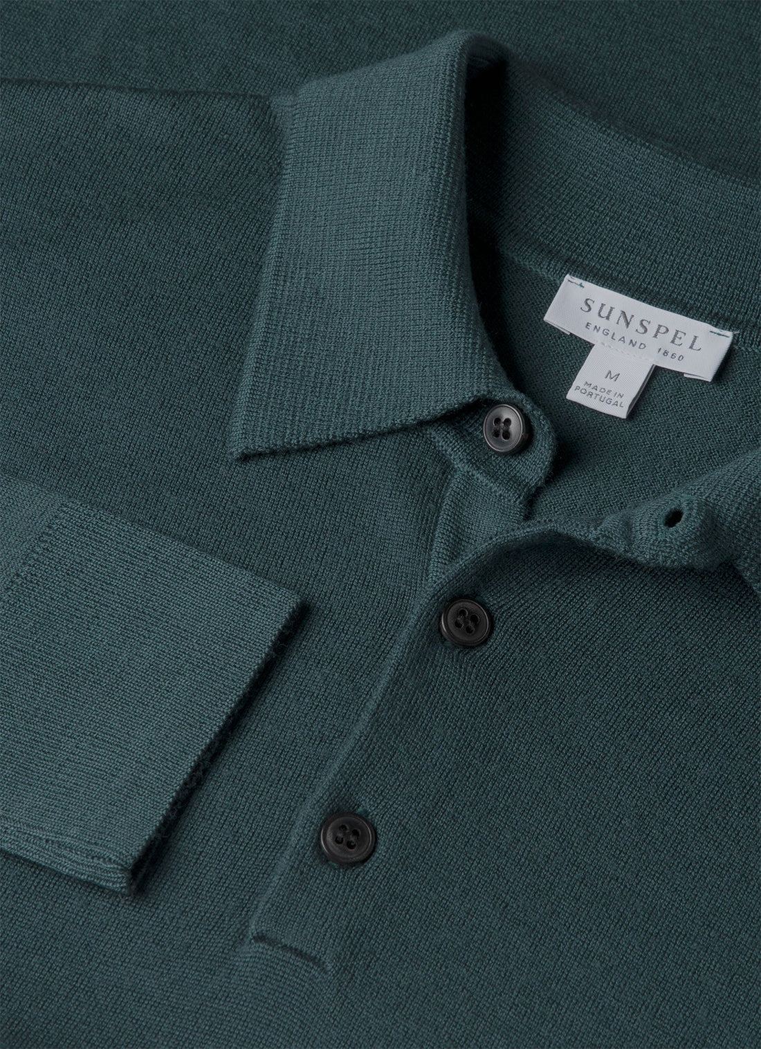 Men's Extra-Fine Merino Knitted Polo Shirt in Dark Petrol