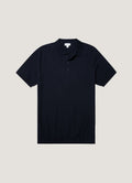 Men's Cotton Knit Polo Shirt in Navy