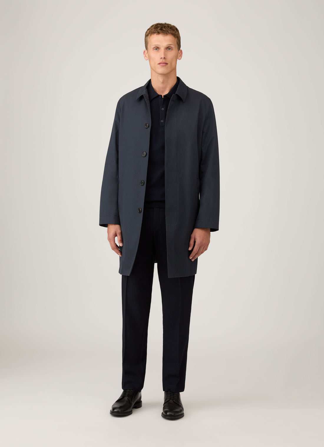 Men's Cotton Knit Polo Shirt in Navy