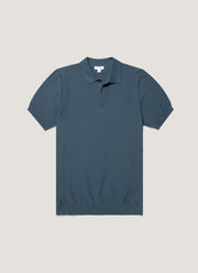 Men's Cotton Knit Polo Shirt in Slate Blue