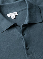Men's Cotton Knit Polo Shirt in Slate Blue