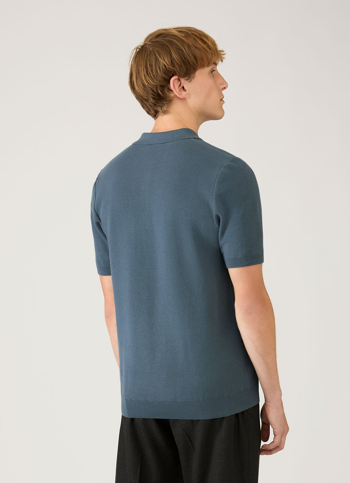 Men's Cotton Knit Polo Shirt in Slate Blue