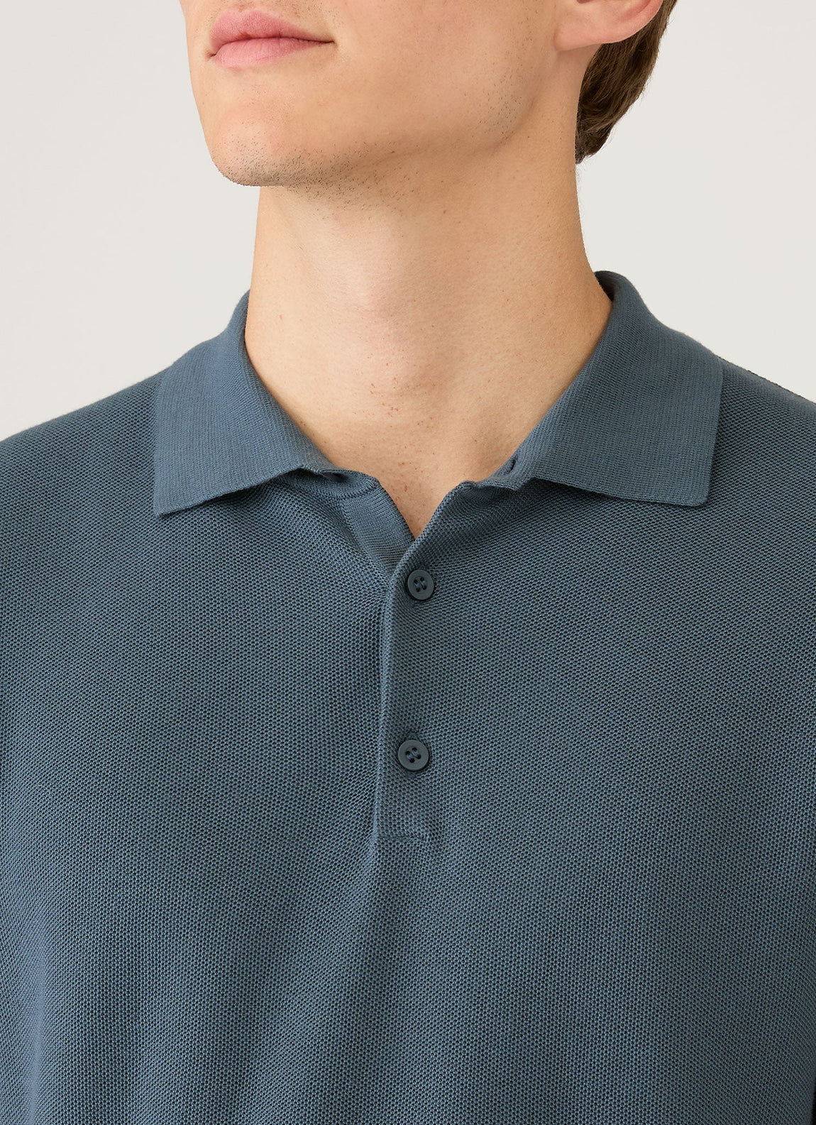 Men's Cotton Knit Polo Shirt in Slate Blue