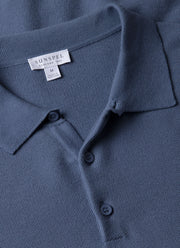 Men's Knit Polo Shirt in Soft Denim