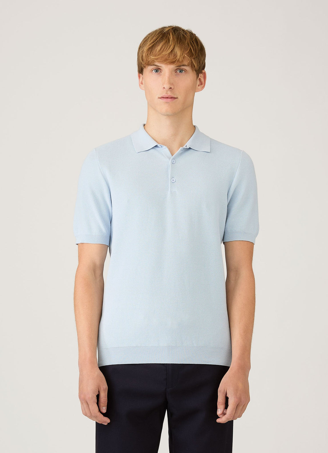 Men's Knit Polo Shirt in Pastel Blue