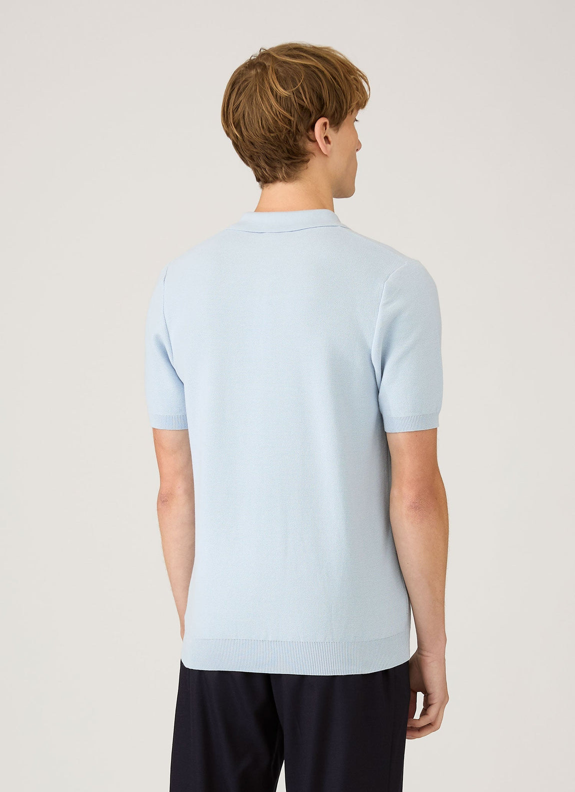Men's Cotton Knit Polo Shirt in Pastel Blue
