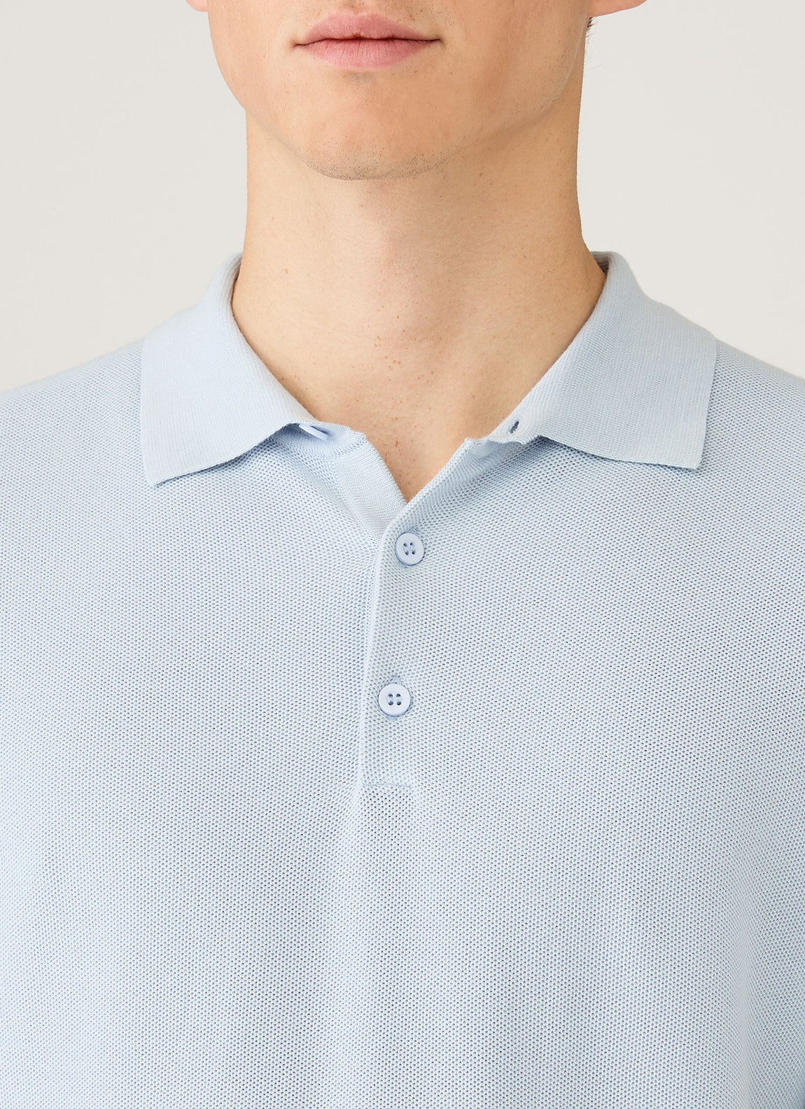Men's Cotton Knit Polo Shirt in Pastel Blue