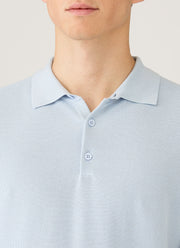 Men's Cotton Knit Polo Shirt in Pastel Blue