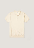 Men's Cotton Knit Polo Shirt in Ecru