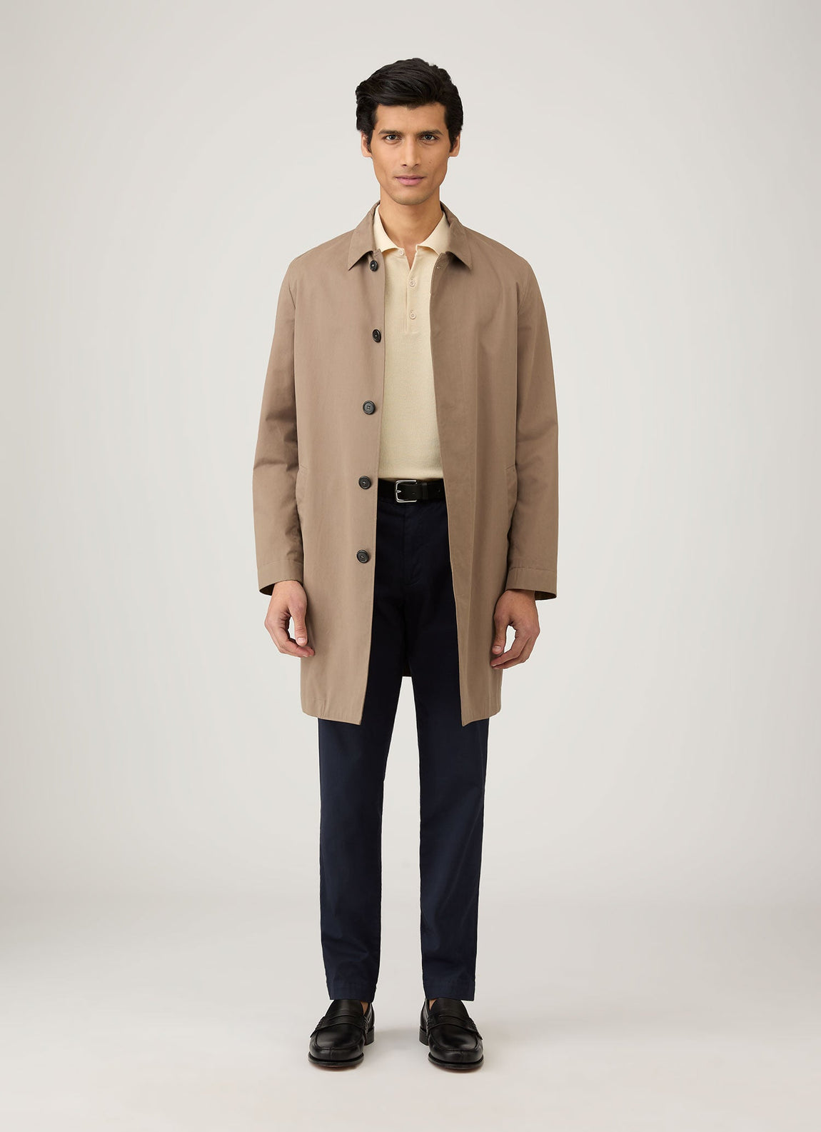 Men's Cotton Knit Polo Shirt in Ecru