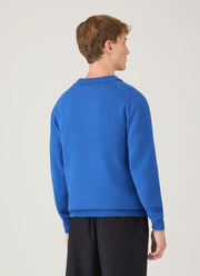Men's Lambswool Knitted Polo Shirt in Cobalt