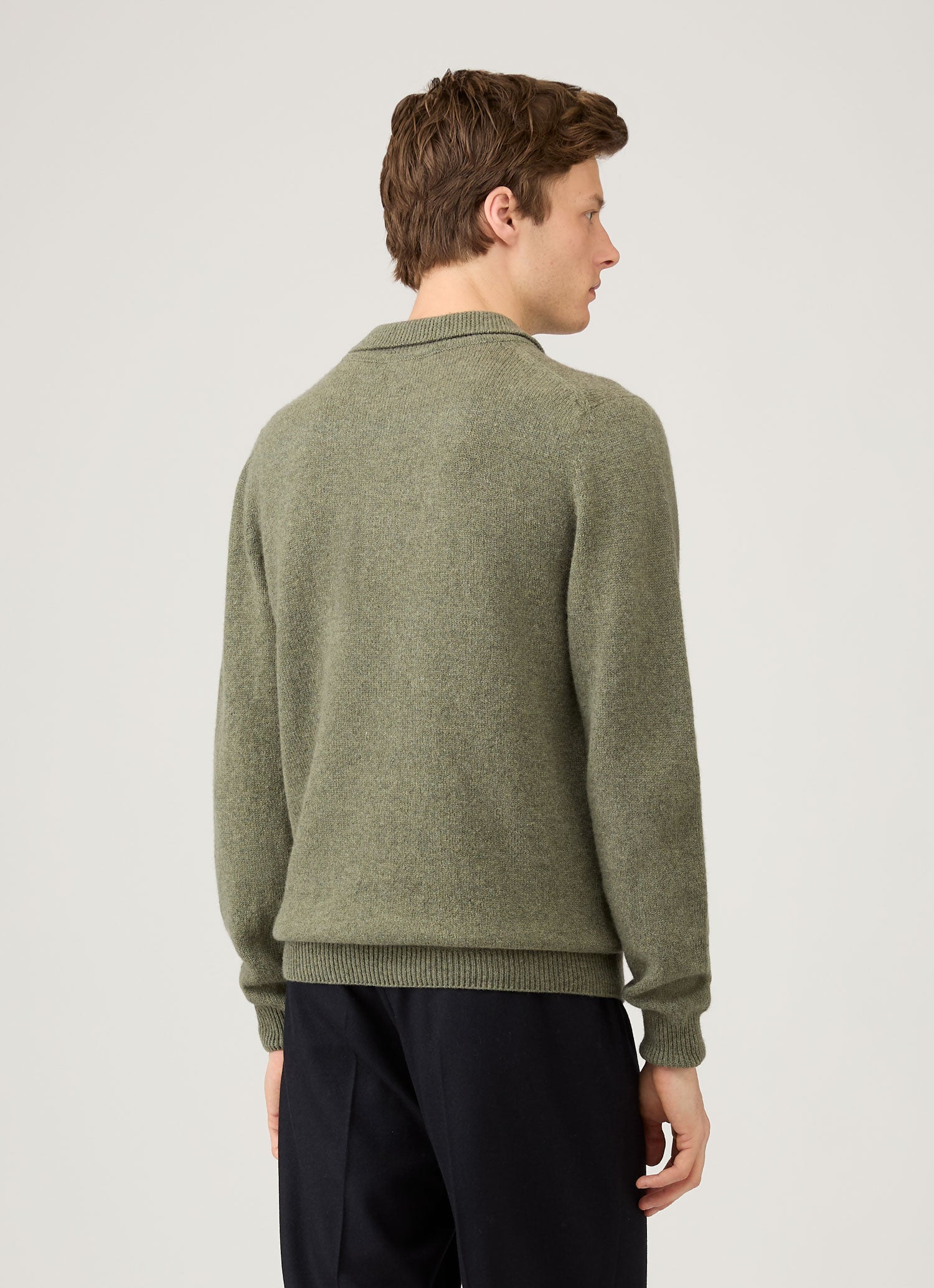 Men's Lambswool Polo Shirt in Sea Moss