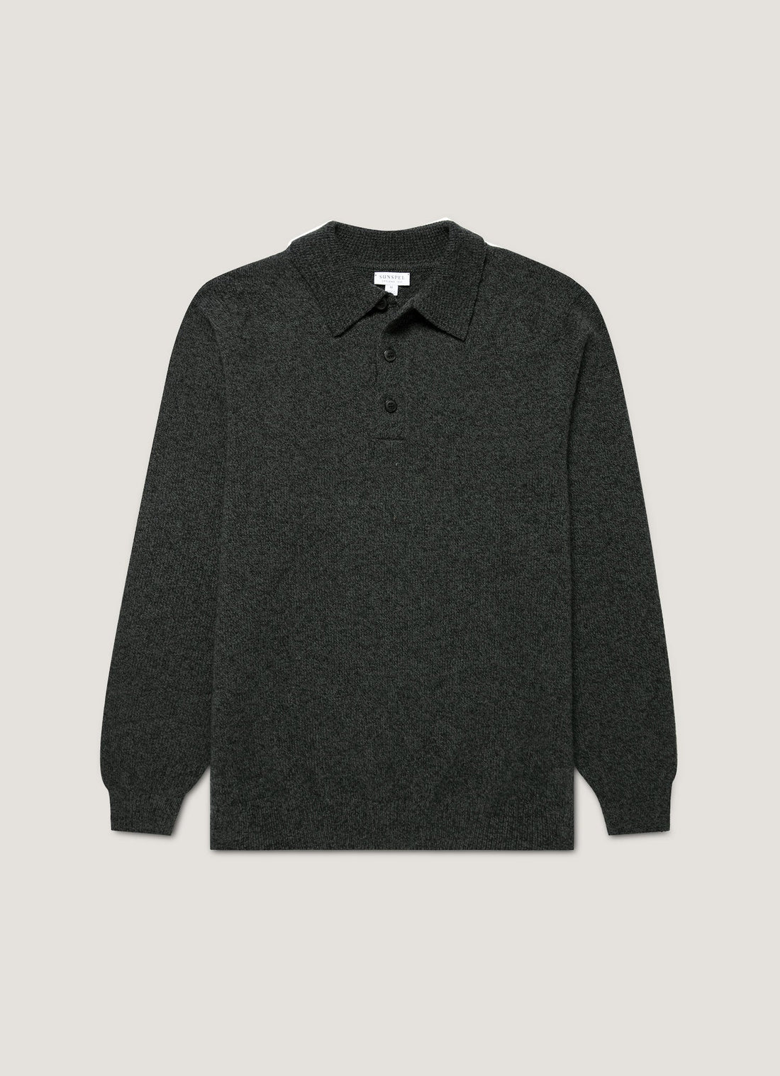 Men's Lambswool Knitted Polo Shirt in Dark Green Twist