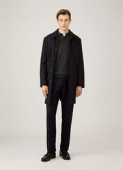 Men's Lambswool Polo Shirt in Dark Green Twist