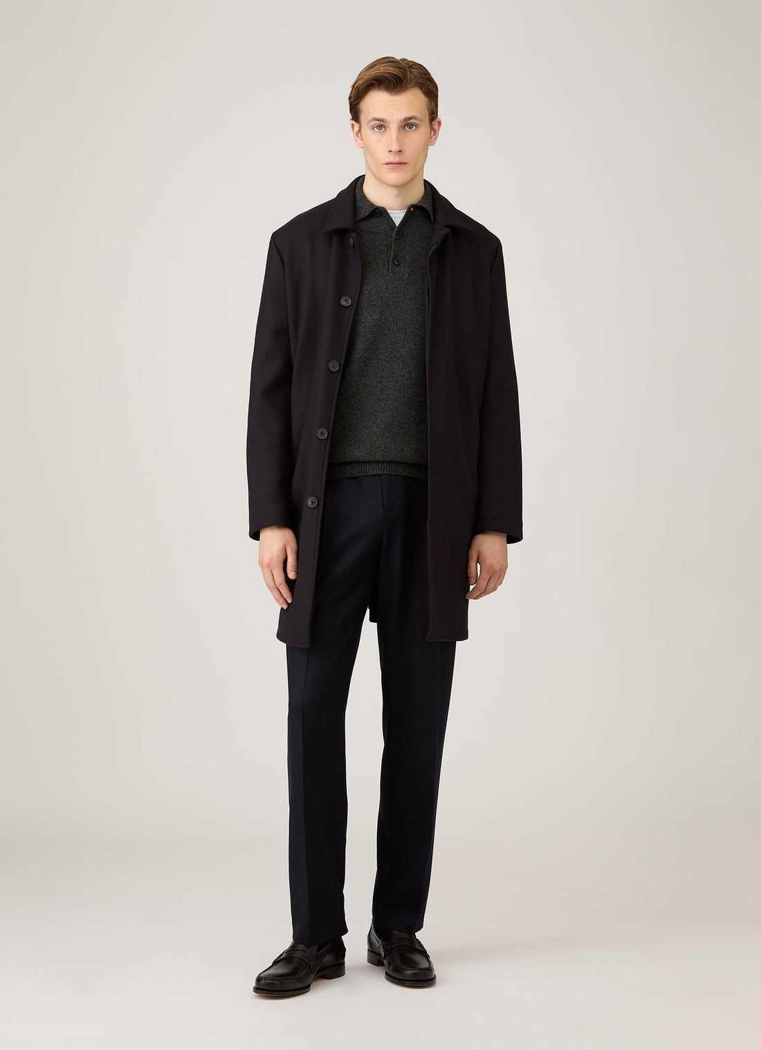 Men's Lambswool Knitted Polo Shirt in Dark Green Twist