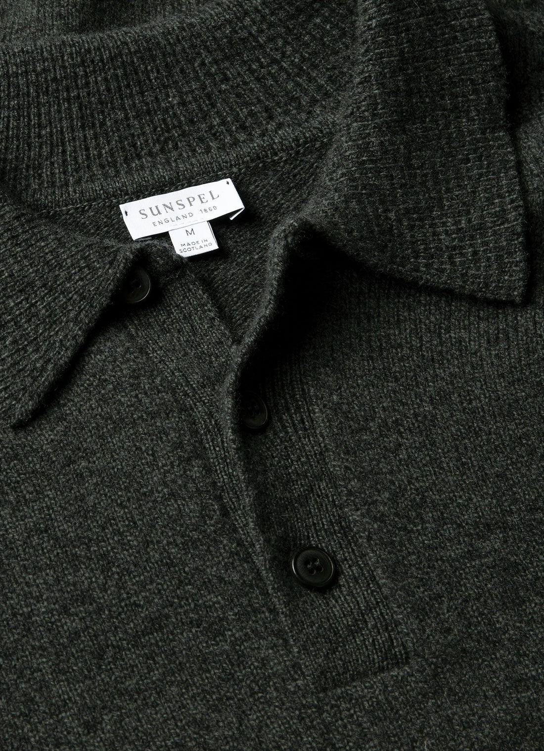 Men's Lambswool Knitted Polo Shirt in Dark Green Twist
