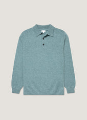Men's Lambswool Polo Shirt in Steel Green