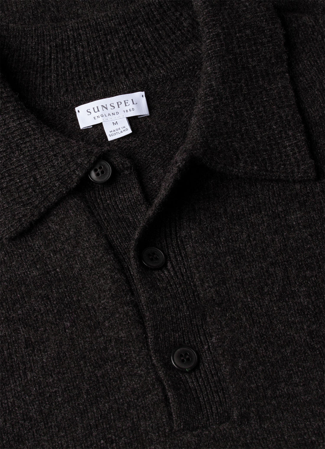 Men's Lambswool Knitted Polo Shirt in Charcoal Melange