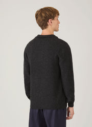 Men's Lambswool Polo Shirt in Charcoal Melange
