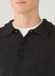 Men's Lambswool Polo Shirt in Charcoal Melange
